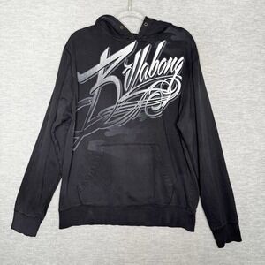 Vintage Billabong Y2K Hoodie Surf XL Skater‎ Cyber Mall Goth Black Spellout Logo